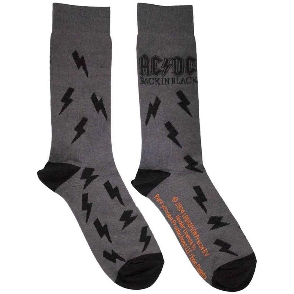 AC/DC Unisex Adult Back In Black Bolts Socks / Charcoal Grey